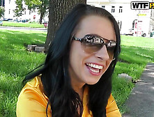 Pick Up Of Brunette Angelica In The Park