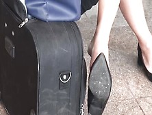 Voyeur Is Secretly Filming Sexy Feet Of That Blonde On Airport