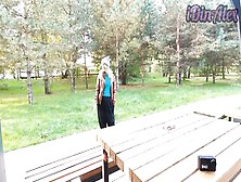 Tugjob And Fellatio In A Public Park From A Smokin' Blond