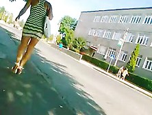 Hot Slut In Miniskirt Caught In Street Candid Video