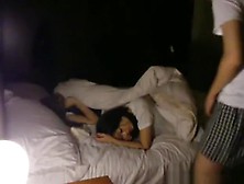 Having Sex With His Asian Gf,  While Her Friend Is Napping Next To Her.