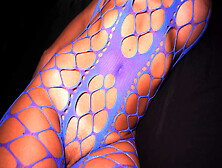 Blue Fishnet Booty Fucked And Creampied