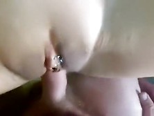 Closeup View Of A Pierced Pussy Getting Fingered And Missionary Fucked On A Table