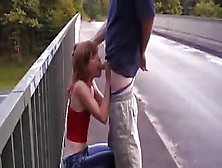 Horny Red-Haired Gal Gets Fucked Nailed Doggy Style Outdoors