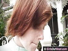 Angels Out West - Cute Curly Lesbo Redheads Screw In The Backyard