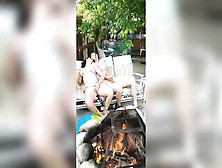 Fireside Riding - Milf Blows And Ride Penis Outdoor Next To Fire