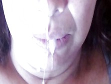 Stepmom Receives Huge Cumshots From Well Endowed Son On Her Good Face And Mouth