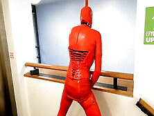 Seductive Shemale Harrier1972 Enjoys Herself In Red Spandex At A Classy Motel