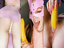 Horny Student Rides Her Charming Snatch With A Banana.  Wet Fuck