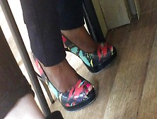 Hot Ebony Feet In Slingback Heels