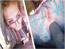 Nerdy Tattoo Teeny In Glasses Self Perspective Rough Anal Fuck - Gape,  Deepthroat,  Cumshot Sperm Shot