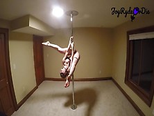 Teeny Red-Head Practicing Her Pole Dance Moves To Slow Edm