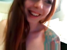 Tattooed Redhead Dildoing Her Pussy On Cam