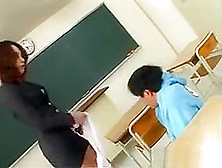 Slapping And Crotch Stepping Japanese Teacher