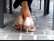 Candid Feet Under The Table Shoeplay 24. 05. 2017