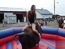Bull Ride Uncovers The Girl's Pussy