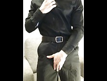 Hot Guy In Black Suit Coming From Office To Rest And Wank His Big Cock