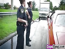 Horny Female Officers Make Suspect Suck And Fuck Their Pussies