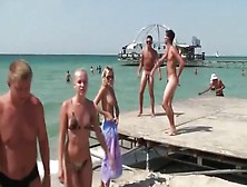 Chick Gone Wild !!! Naked Dancing At A Beach In Greece.