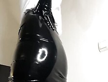 Rubbing My Shiny Booty Into Tight Rubber Skirt For You Asmr