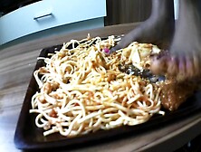 Toni Maroni Eat Spaghetti From Ebony Feet