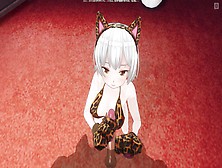 3D Asian Cartoon Neko Lady Strokes Your Cock With Her Paws