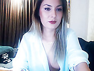 Webcam Blonde Strips Off Panties And Masturbates