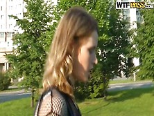 Lovely Towheaded Youthful Whore Green Eyes Is Blowing My Dicks In Public