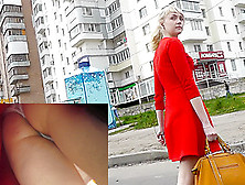 Blonde Babe Shows Her Panties In Upskirt Voyeur Video