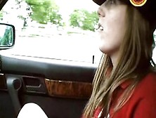 German Hitchhiker Is Showing Her Small Boobs