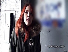 Spanish Redhead Amateur In Public Flashing Titties