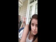 Pretty Amateur Girl Exposing Her Hot Feet And Wiggling Her Toes Outside