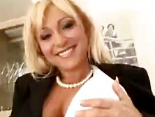 Huge-Breasted Blonde Nympho Hammered In Her Mouth And Pussy