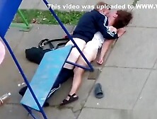 Drunk Guy Fucking Passed Out Bitch On Sidewalk