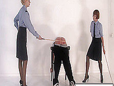 Corporal Femdoms Caning Oldman Sub Together