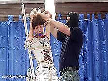 Short Haired Brunette Gets Bound And Gagged
