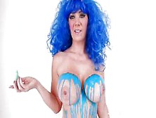 Jayden Jaymes Teases With Blue Latex Body Paint