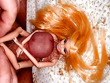 Small Penis Rubbing,  Fucking,  Cumming And Pissing On Barbie Doll