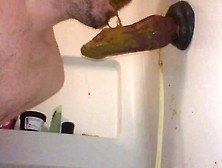 Pervert Gay Man Sucking Shit Covered Dildo