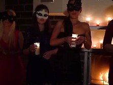 Silently Guys Bonk Masked Babes Among Candles