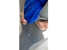 Candid And Delicious Feet And Soles Of Two Brunette Teens On The Bus