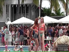 Topless Dancing Amateurs At A Pool Party