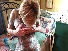 Naked Tattooed Big Tits Granny Sniffing Poppers