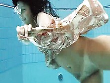 Cutie Dark Hair Huge Titties Krasula Fedorchuk Swimming