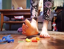 Destroying A Gummy Hubby With My Unprotected Foot