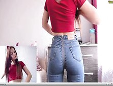 Sexy Tight Ass On Jeans,  No Bra & Hard Nipples