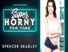 Smiling Miniature Brunette Spencer Bradley Takes Off Her Panties