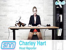 Camsoda News Network Charley Hart Rides The Sybian During The Time That Giving The News