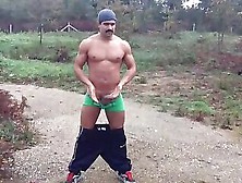 Latino23Bom Jerks And Pees Outside