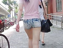 Street Candid Teen Ass Wrapped In Tiny Jeans Shorts